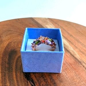 Multicolored , rose gold, cubic zirconia ring